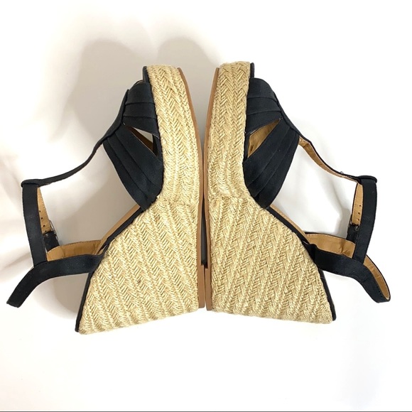 Steve Madden Women's Radley Espadrille Wedge T-Strap Peep Toe Sandal in Black - Picture 7 of 16